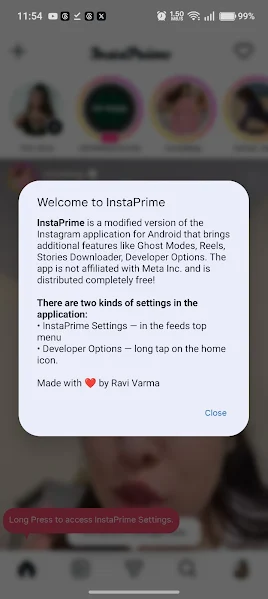 Insta Prime Android layout